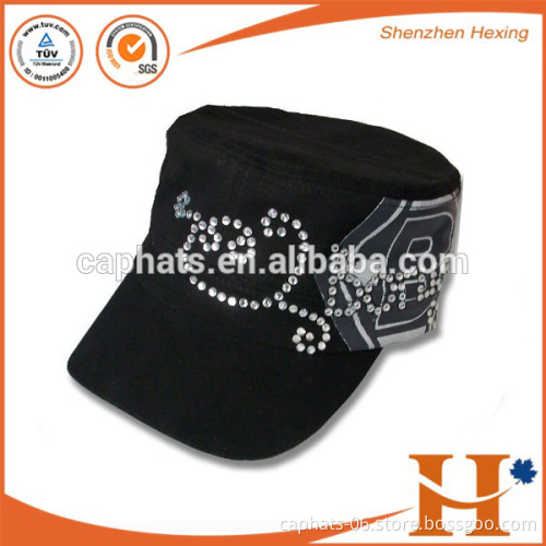 Factory price womens bling cadet hat fashion girls cotton round cap